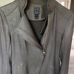 Clara Sun Woo olive liquid leather Moro jacket  size small